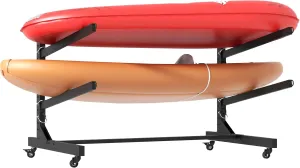 Freestanding Kayak Storage Rack – Holds 2 Kayaks, Heavy-Duty Adjustable Stand with Lockable Wheels for Kayak, Canoe, SUP & Surfboard