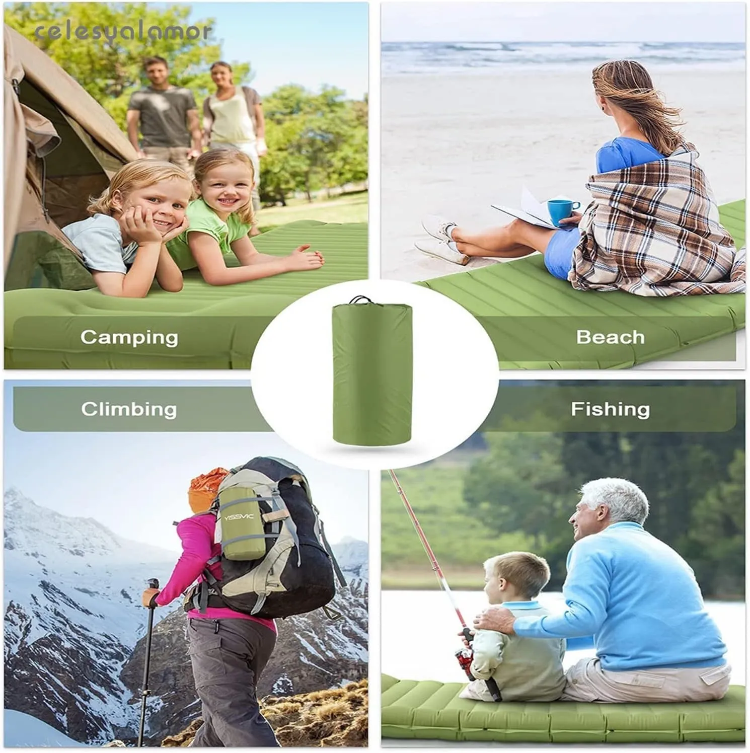 GaRcan Outdoor Camping Sleeping Pad Inflatable Mattress with Pillows Ultralight Air Mat Built-in Inflator Pump Travel Hiking Portable (Navy 190 68cm)