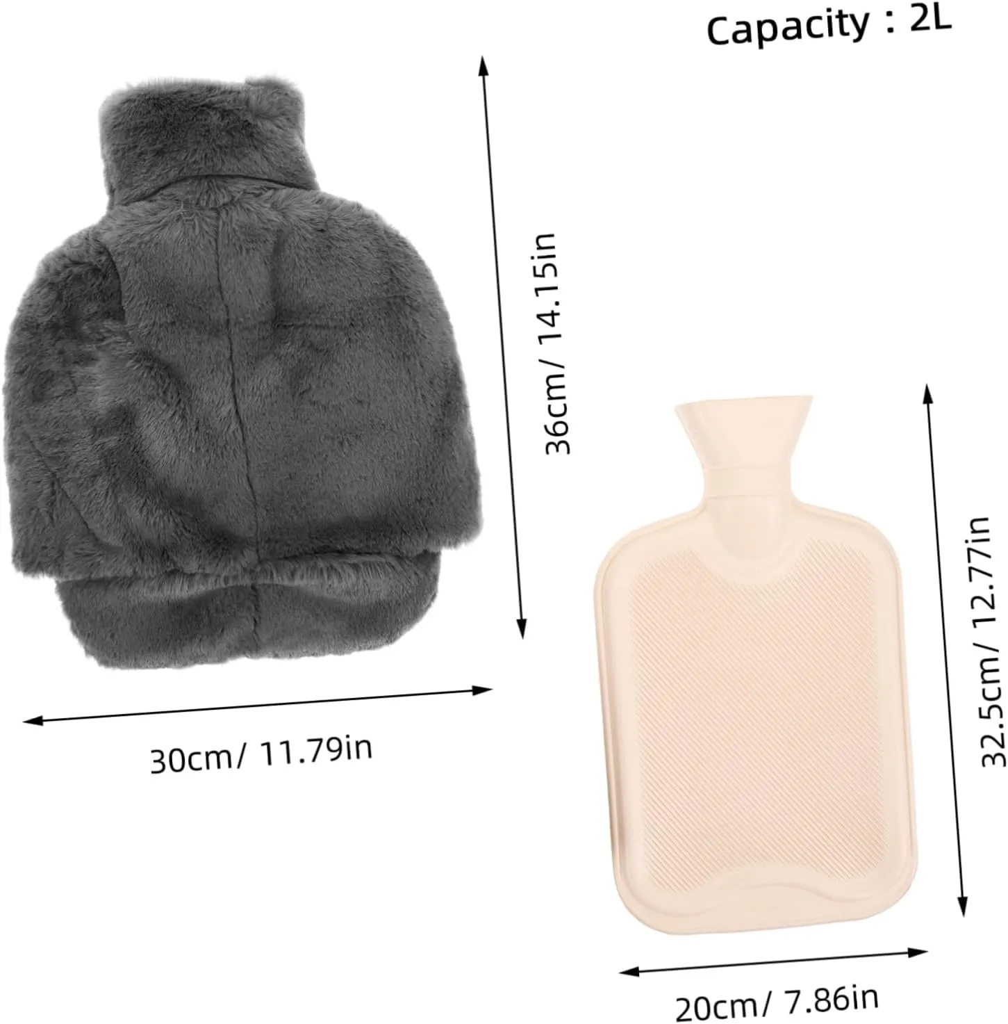 Gatuida Hot Water Bottle with Plush Cover Refillable Warm Water Bag for Foot Warmer Washable and Detachable Design for Comfort for Winter Feet Warmth