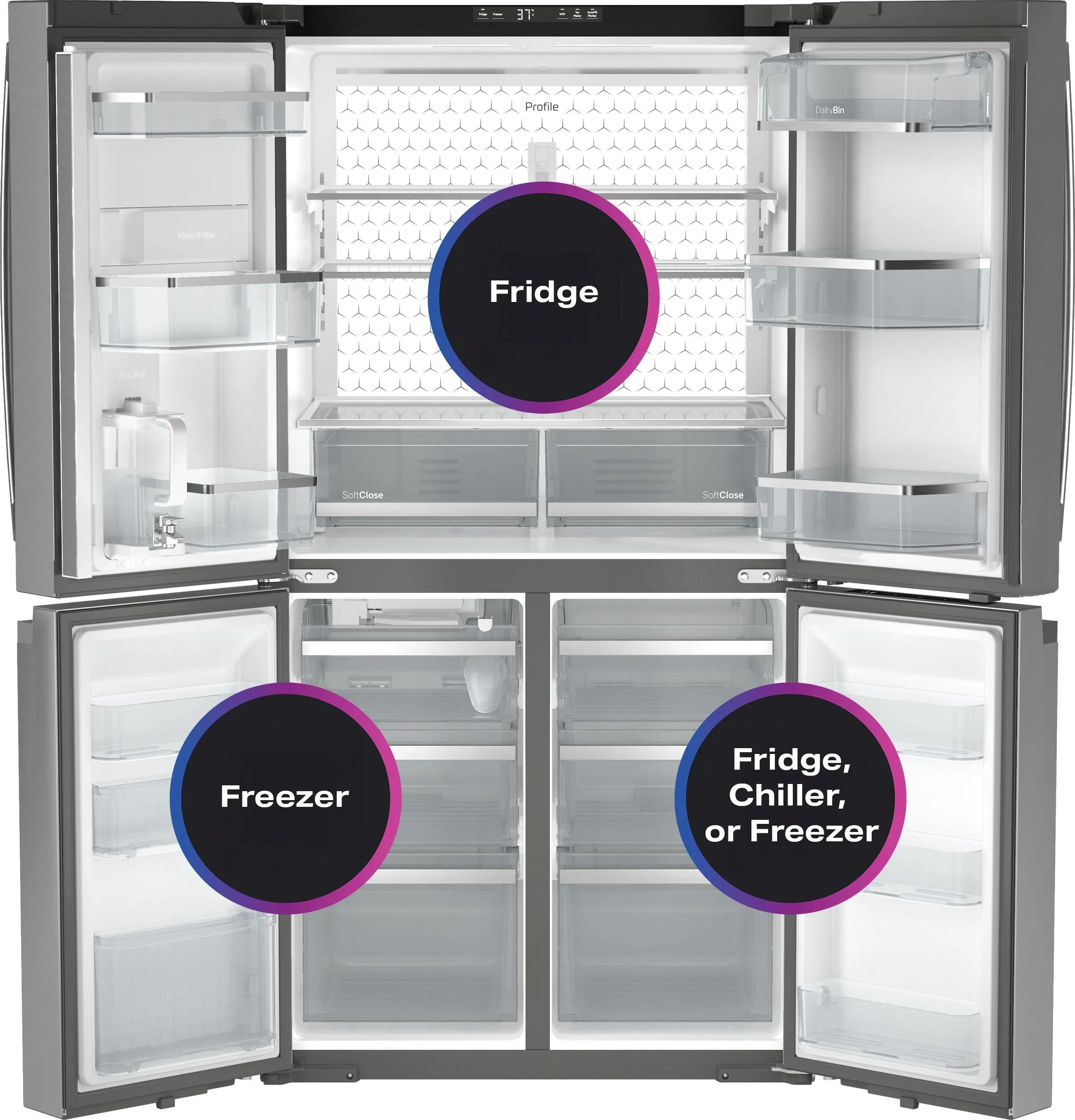 Ge Appliances PAE28BYTFS Ge Profile&#8482; Energy Star® 28.3 Cu. Ft. Quad-Door Refrigerator With Dual-Dispense Autofill Pitcher