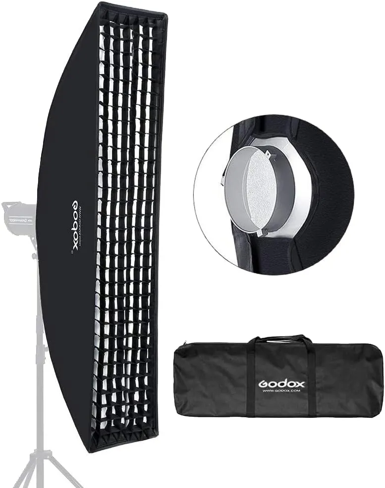Godox 35cm x 160cm 14"x63" Strip Beehive Honeycomb Grid Softbox Bowens Mount for Godox Flash Light and Other Studio Flash Light