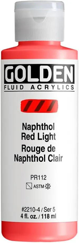 Golden Fluid Acrylics - Napthol Red Light - 4 oz Bottle
