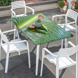 Green Fitted Tablecloth Red Eyed Tree Frog Rainforest Tropical Photo Protector with Elastic for Rectangle Picnic Tables, Washable Animal Fits up 5 Foot Tables