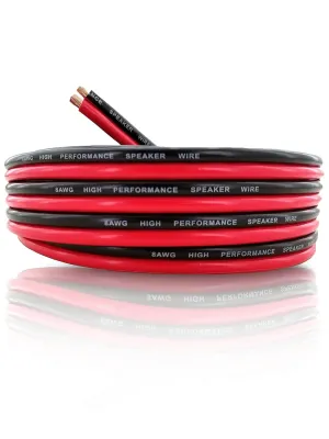 GS Power 8 AWG (American Wire Gauge) Copper Clad Aluminum Zip Cord Cable for Car Audio Radio Amplifier Remote Battery 12 Volt Automotive Wiring, 50 ft Red & Black Bonded