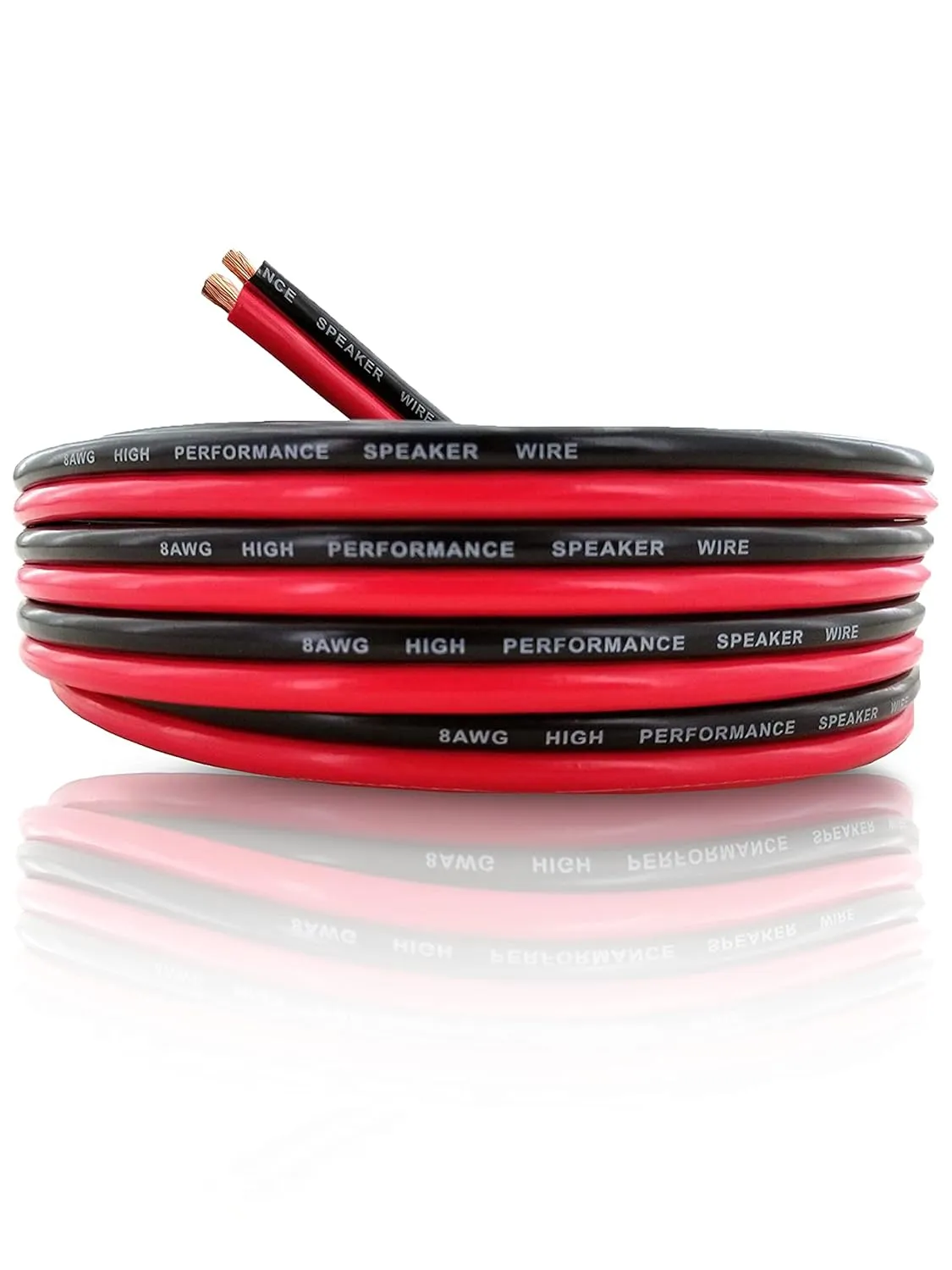 GS Power 8 AWG (American Wire Gauge) Copper Clad Aluminum Zip Cord Cable for Car Audio Radio Amplifier Remote Battery 12 Volt Automotive Wiring, 50 ft Red & Black Bonded
