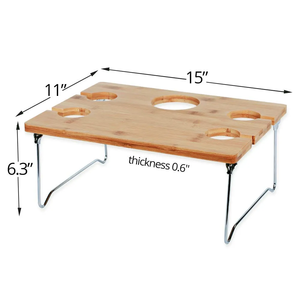 HappyPicnic® Portable and Foldable Wine Table For 4