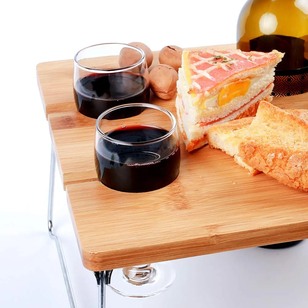 HappyPicnic® Portable and Foldable Wine Table For 4