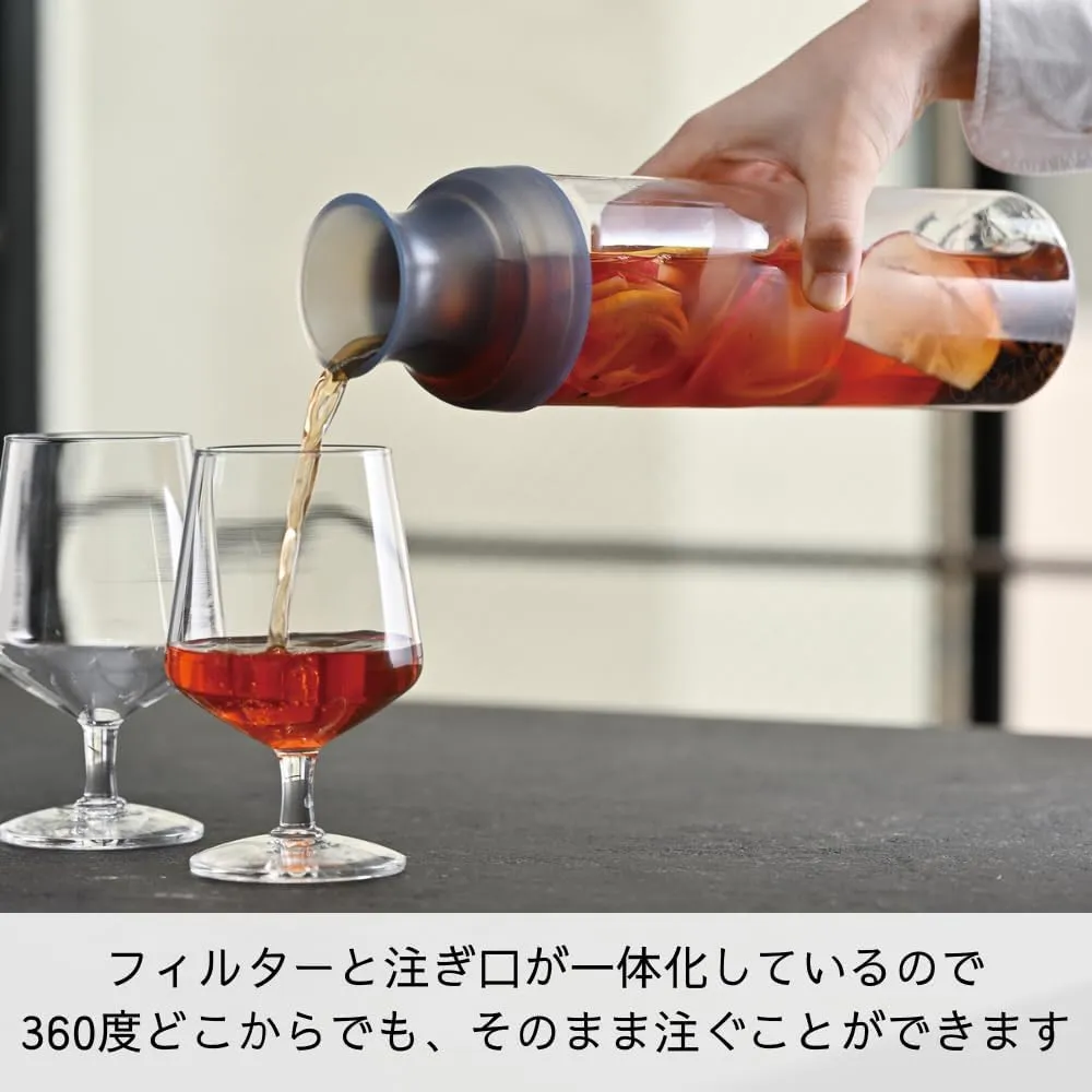 HARIO FIR-100-TGR Filter-In Bottle, Carafe, Practical Capacity, 33.8 fl oz (1,000 ml), Gray, Cold Brew Tea, Made in Japan