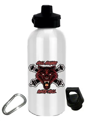 Hell Hounds 20 oz Stainless Steel Water Bottle with Stem/Straw Top and Spare Lid with Carabiner.
