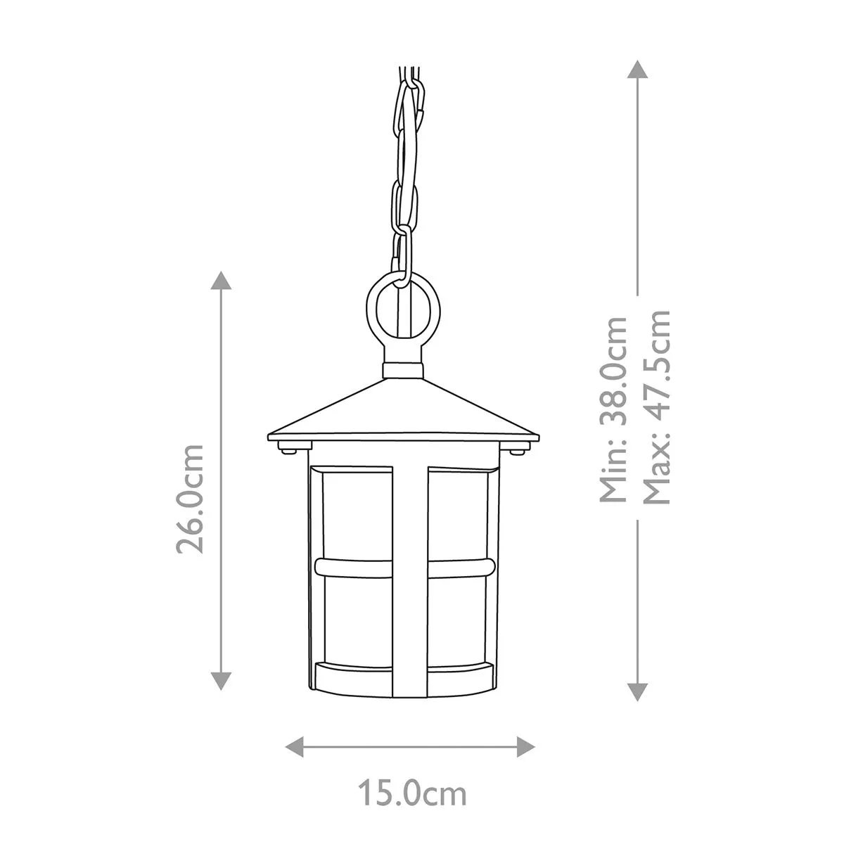 Hereford 1 Light Chain Lantern | Black