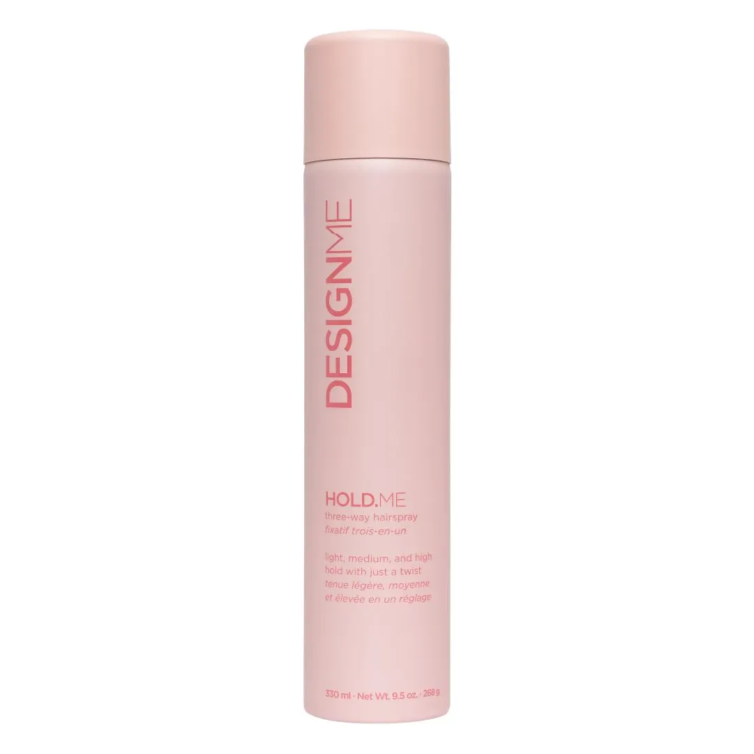 HOLD.ME Three-Way Hairspray by DESIGNME | Multi-Purpose Styling Spray for Hold and Volume | Provides Heat Protection & Shine | Flexible Hold, Fast-Drying and Long-Lasting for All Hair Types
