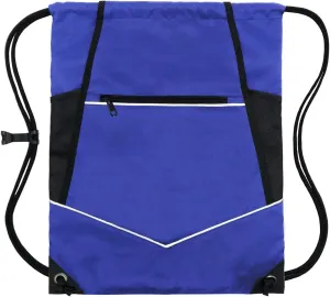 HOLYLUCK Packable Drawstring Sackpack Wet Pocket with Zipper and Water Bottle Mesh Pockets (Blue)