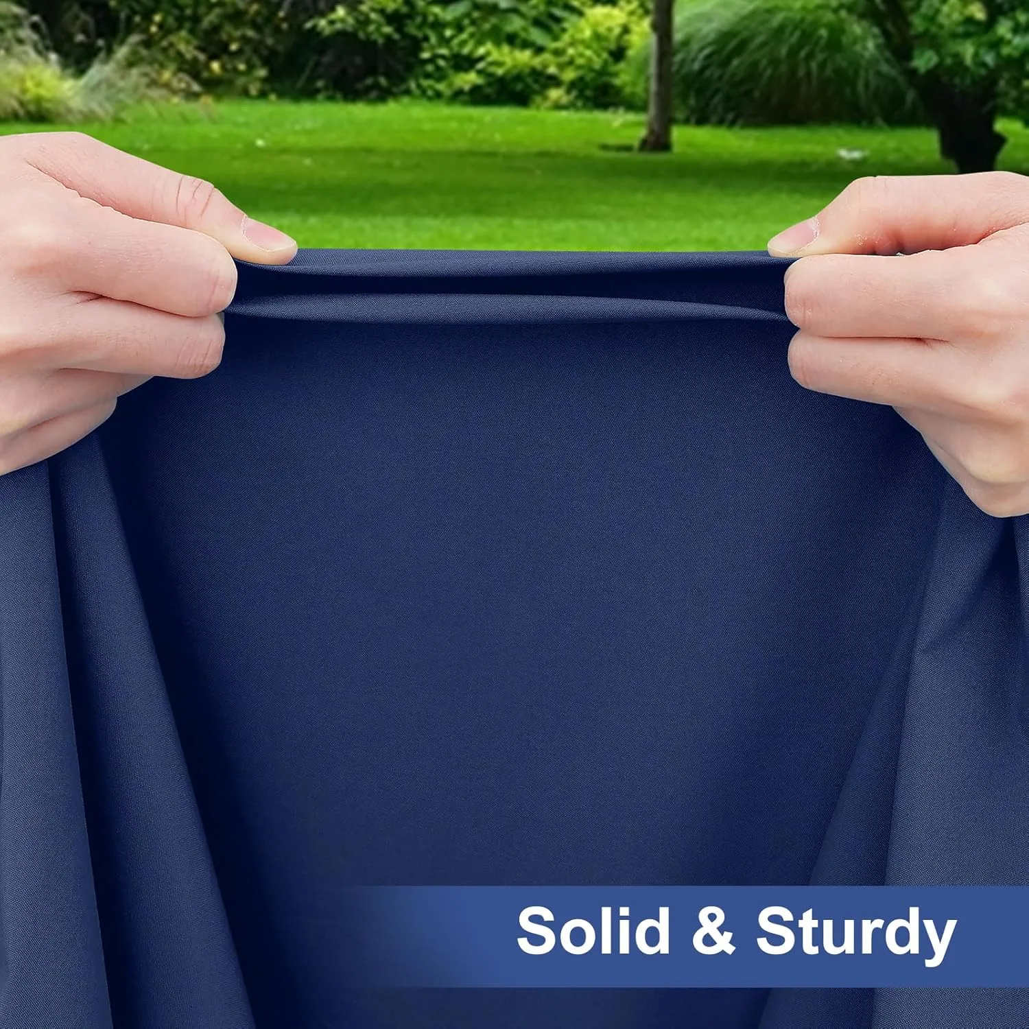 homing 2 Pack Rectangle Fully Waterproof Tablecloth, Elastic Fitted Fabric Table Cover for 6 Foot Tables, Washable Polyester Table Cloth for Picnic, Camping, Outdoor (Navy, 30" x 72")