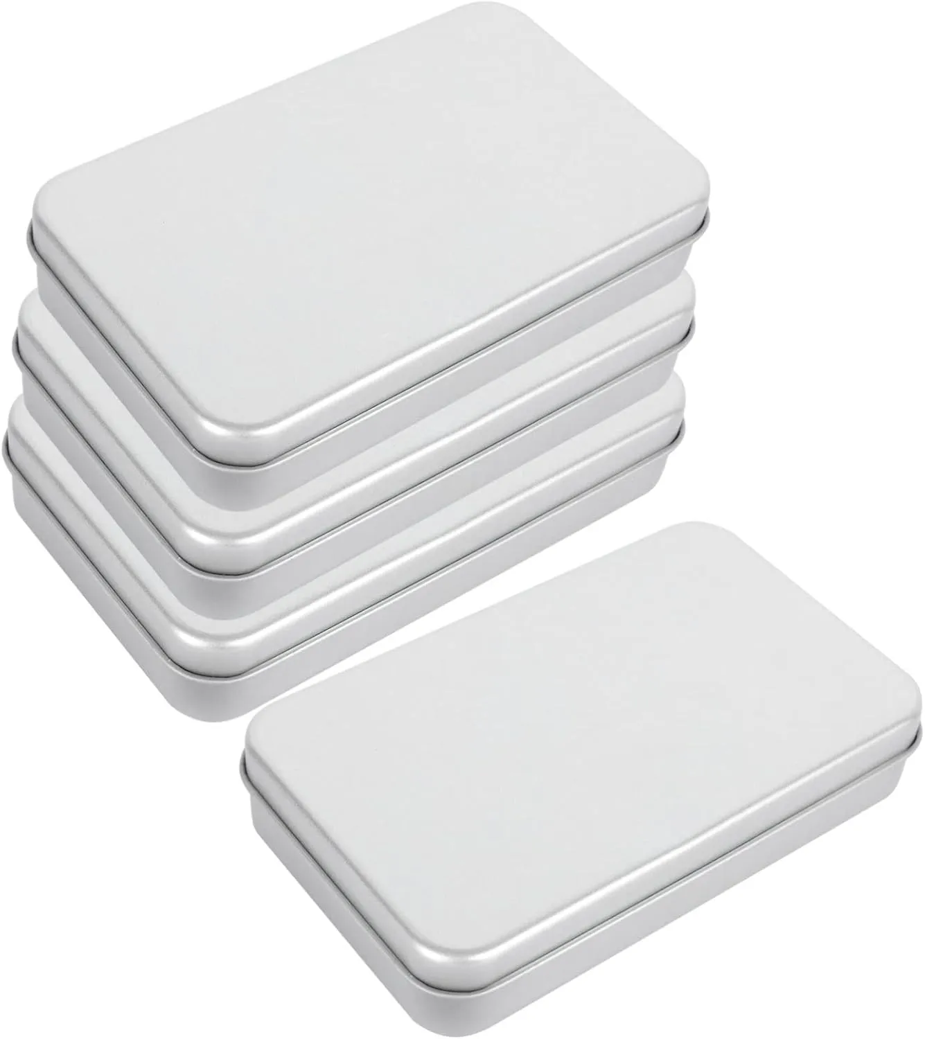 Homoyoyo Tinplate Storage Box for Trading Cards 4 Pack Rectangle Shape Waterproof Sturdy Material Smooth Rounded Edges for Playing Cards Coins Jewelry