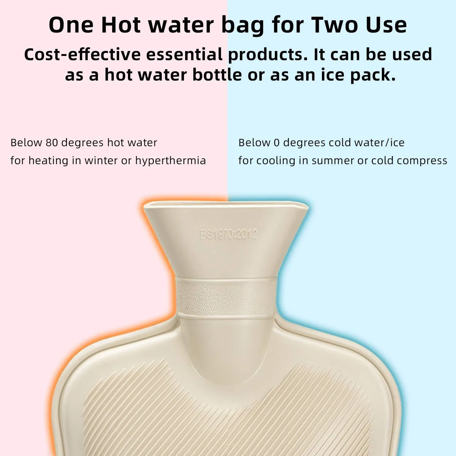 Hot Water Bottle Rubber with Soft Cover (2 Liter) Hot Water Bag for Cramps, Pain Relief, Removable Hot Cold Pack Hot Water Bed Warmer