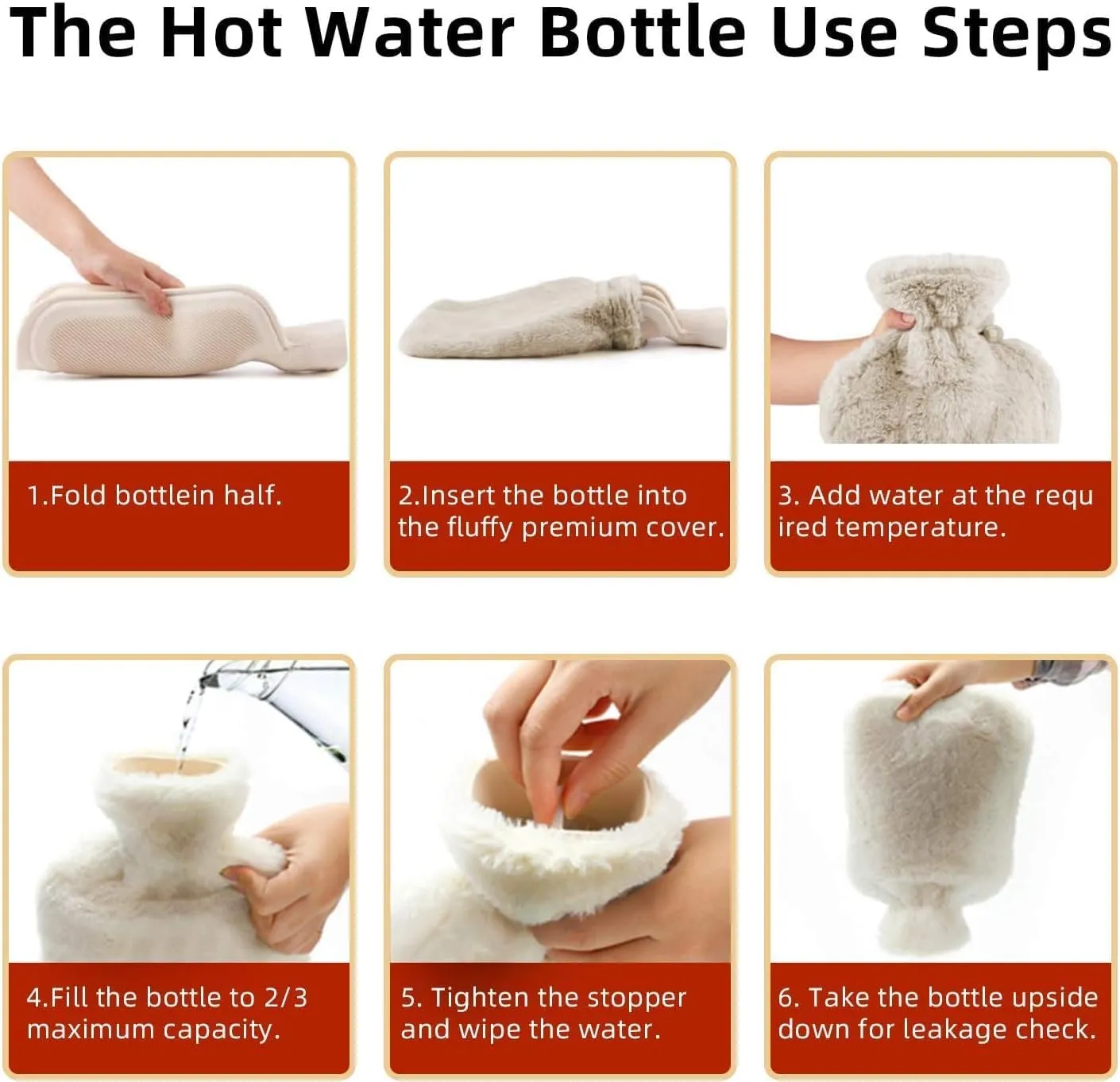 Hot Water Bottle Rubber with Soft Cover (2 Liter) Hot Water Bag for Cramps, Pain Relief, Removable Hot Cold Pack Hot Water Bed Warmer