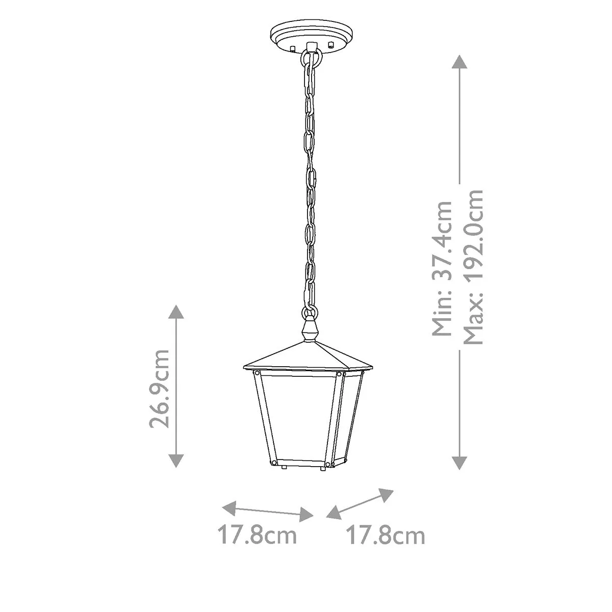 Huntersfield 1 Light Small Chain Lantern | Black