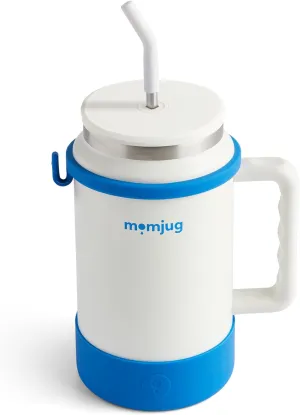 Hydration Water Bottle for Moms 50oz - Blue without Indicator - Stainless Steel, Easy Grip Handle