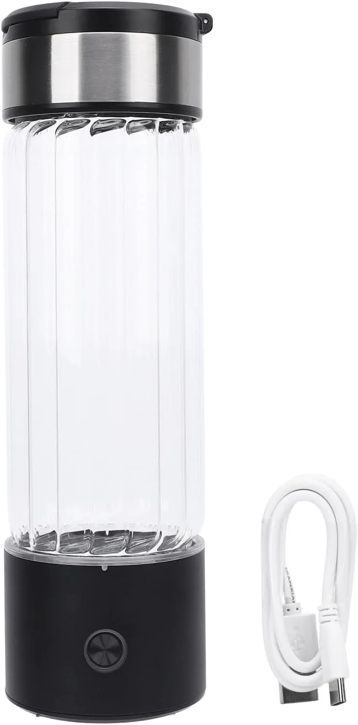 Hydrogen Water Bottle, 460mL Capacity Portable Hydrogen Water Machine SPE PEM Technology 1400 Ppb Rechargeable Hydrogen Water Generator