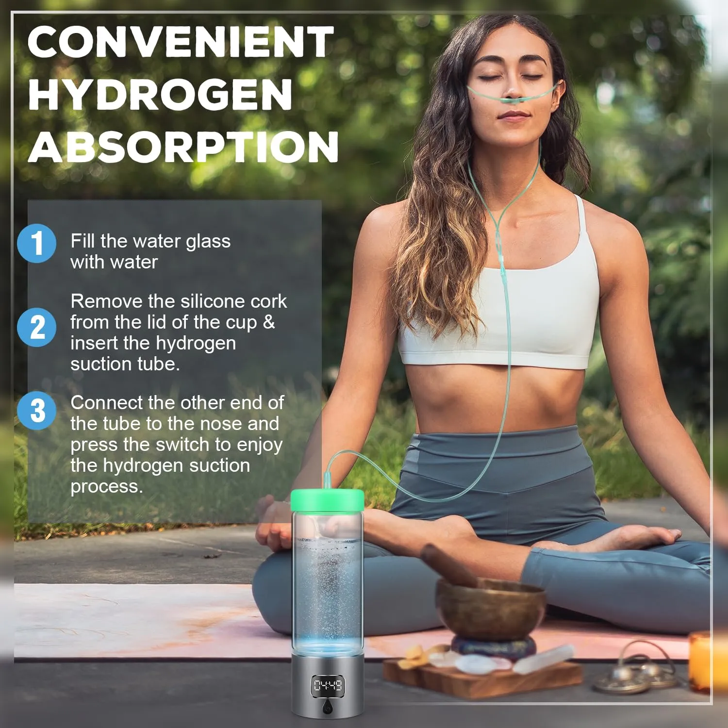 Hydrogen Water Bottle Generator with 4th Generation SPE/PEM Technology, Portable Hydrogen Water Ionizer Machine, Birthday,Xmas Gift for Husband,Wife,Lovers,Friends,Travel (Gray, 9.05in*Φ2.64in)