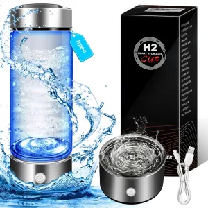 Hydrogen Water Bottle, Hydrogen Water Bottle Generator, 3Min Quick Electrolysis, for Office, Travel, Exercise, Gift for Love, Silver