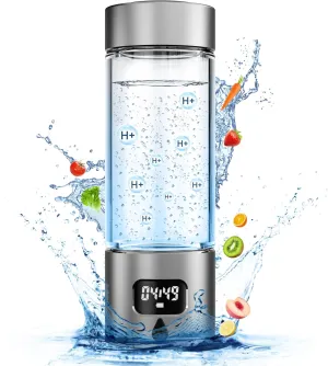 Hydrogen Water Bottle, Portable, Rechargeable, Aluminum and Glass, 5000 PPB Hydrogen in 10 Minutes, 340ml Capacity, for Father, Husband, Friend & Family