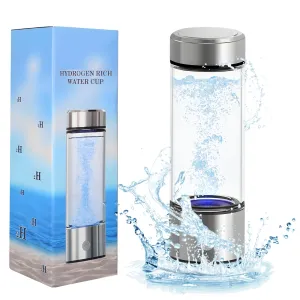 Hydrogen Water Bottle, Up to 1000ppb Hydrogen Water Generator with SPE PEM Tech, Portable & Rechargeable, 450ml Large Capacity, Fast Hydrogen Production for Home, Office, Gifts, Travel