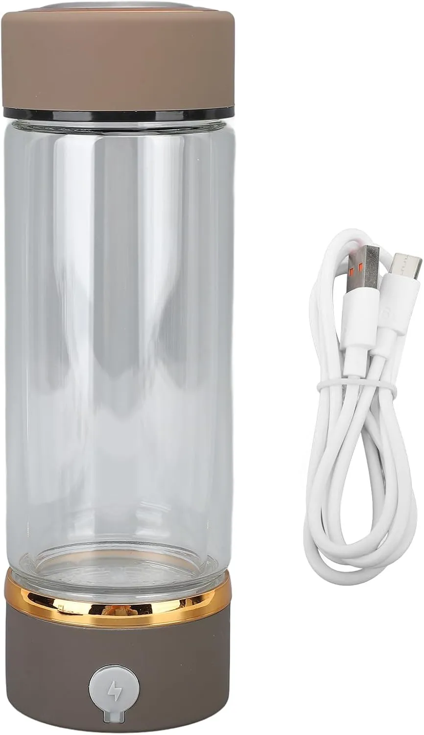 Hydrogen Water Cup, 420ML Portable Hydrogen Water Bottle Generator Rechargeable Hydrogen Rich Cup for Home Travel Office(Coffee)
