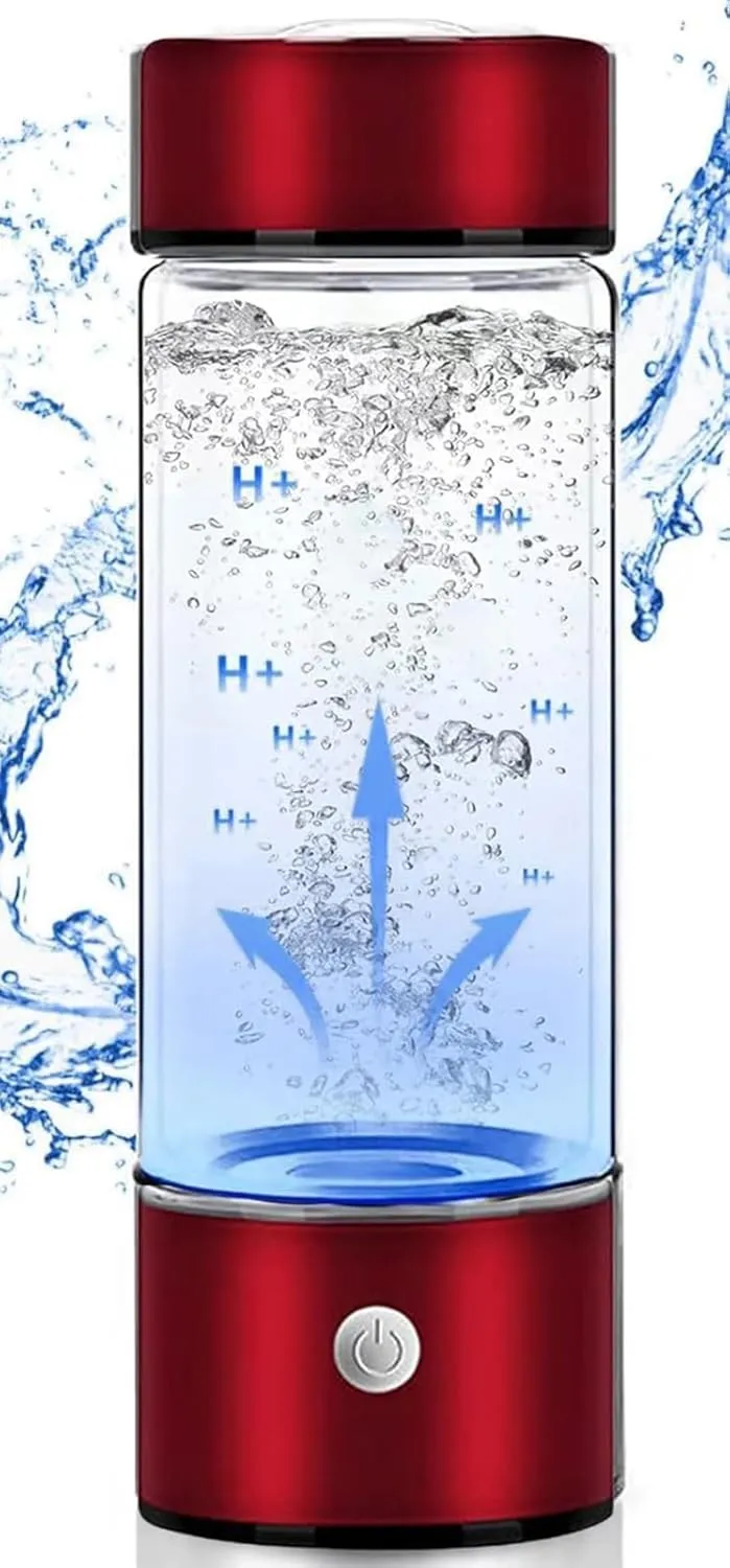 Hydrogen Water Generator Bottle, Portable Health Boosting Water Ionizer Generator Kangen Water Generator with SPE and PEM Technology(red)