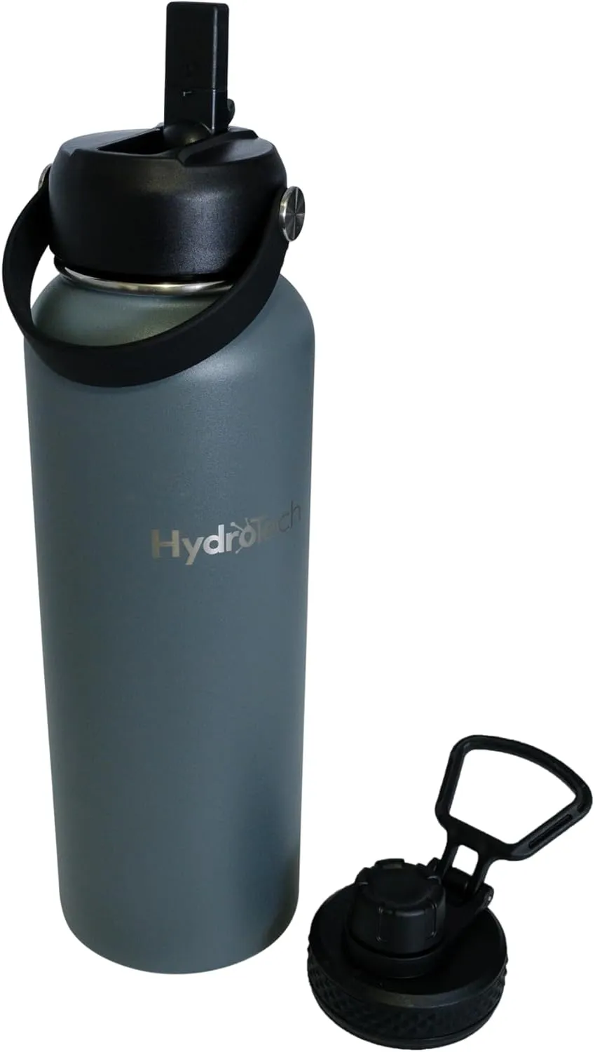 HydroTech Stainless Steel Leak Proof Water Bottle with Double Wall Insulation and 2 Lids (Straw Lid) - 40 OZ.