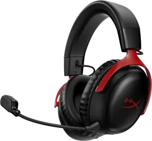 HyperX Cloud III Wireless Gaming Headsets with Microphone Noise Cancellation DTS Headphone:X 120-Hour Battery for PC, PS5, PS4, Nintendo Switch Playstation Headset, 77Z46AA Black/Red (Renewed)