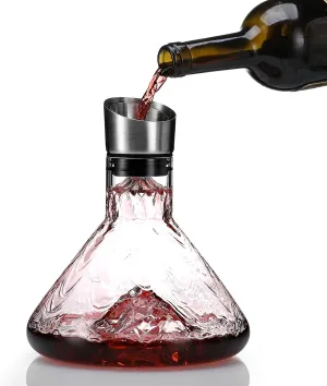 Iceberg Wine Decanter,Red Wine Carafe with Built-in-Aerator,Wine Aerator,Wine Gifts for Christmas,Stainless Steel Pourer Lid,Filter,100% Hand Blown Lead-free Crystal Glass