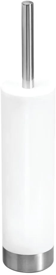 iDesign Slim Toilet Bowl Brush and Holder for Bathroom Storage - White/Brushed Stainless Steel, 1 x Toilet Brush