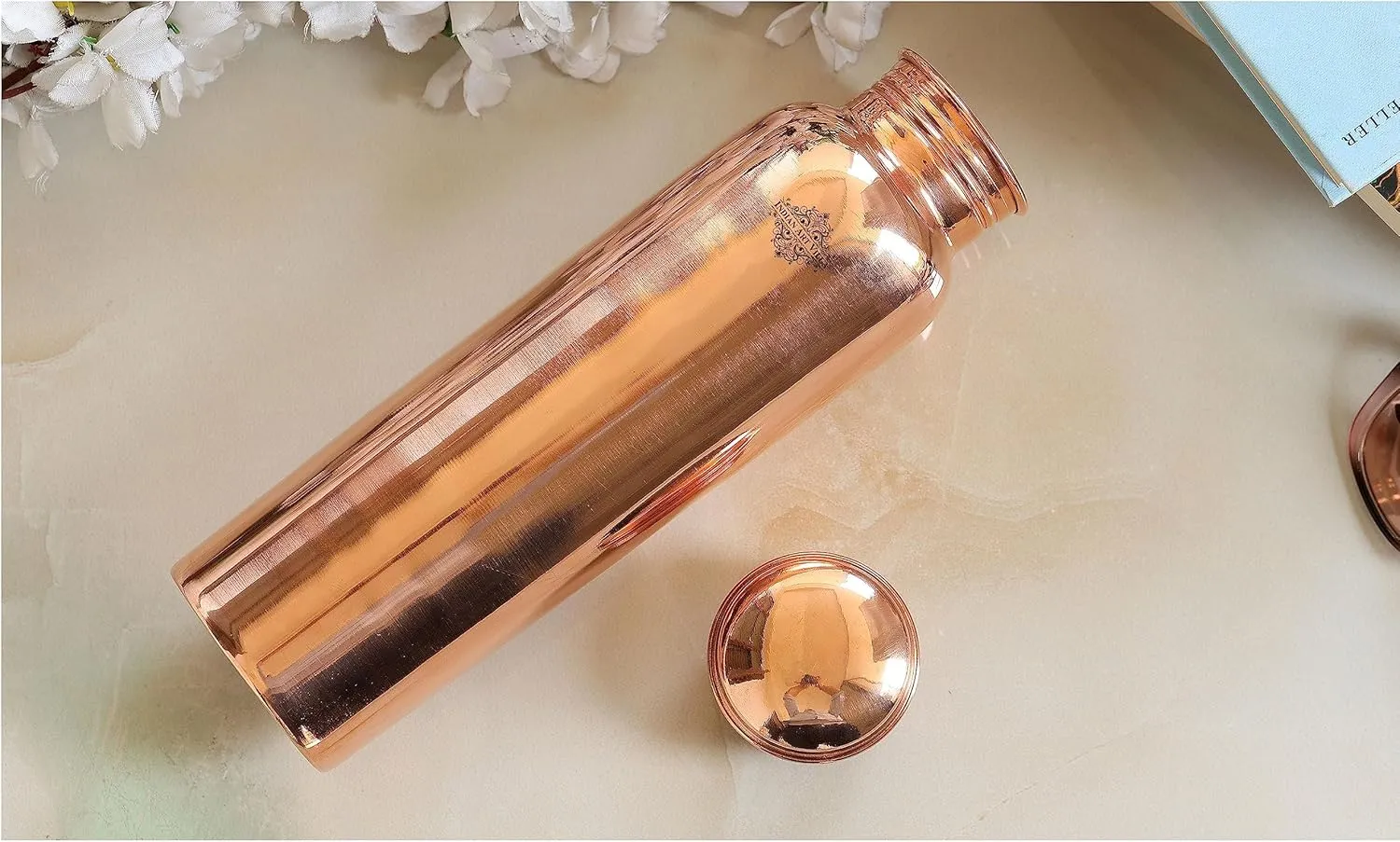 INDIAN ART VILLA Pure Copper Shine Finish Water Bottle, Water Storage & Drinkware, Volume-20 Oz