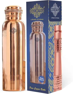INDIAN ART VILLA Pure Copper Shine Finish Water Bottle, Water Storage & Drinkware, Volume-20 Oz