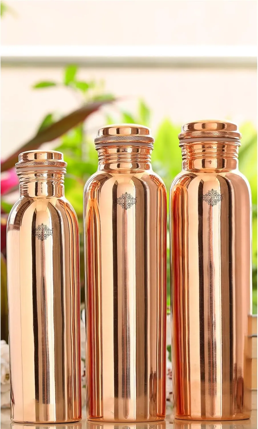 INDIAN ART VILLA Pure Copper Shine Finish Water Bottle, Water Storage & Drinkware, Volume-20 Oz