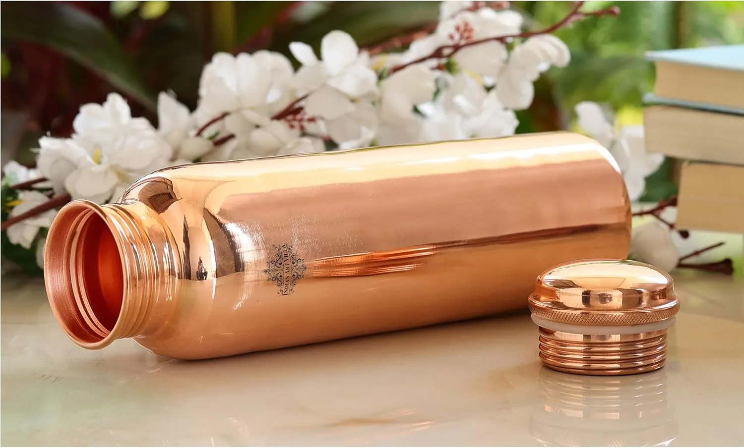 INDIAN ART VILLA Pure Copper Shine Finish Water Bottle, Water Storage & Drinkware, Volume-20 Oz