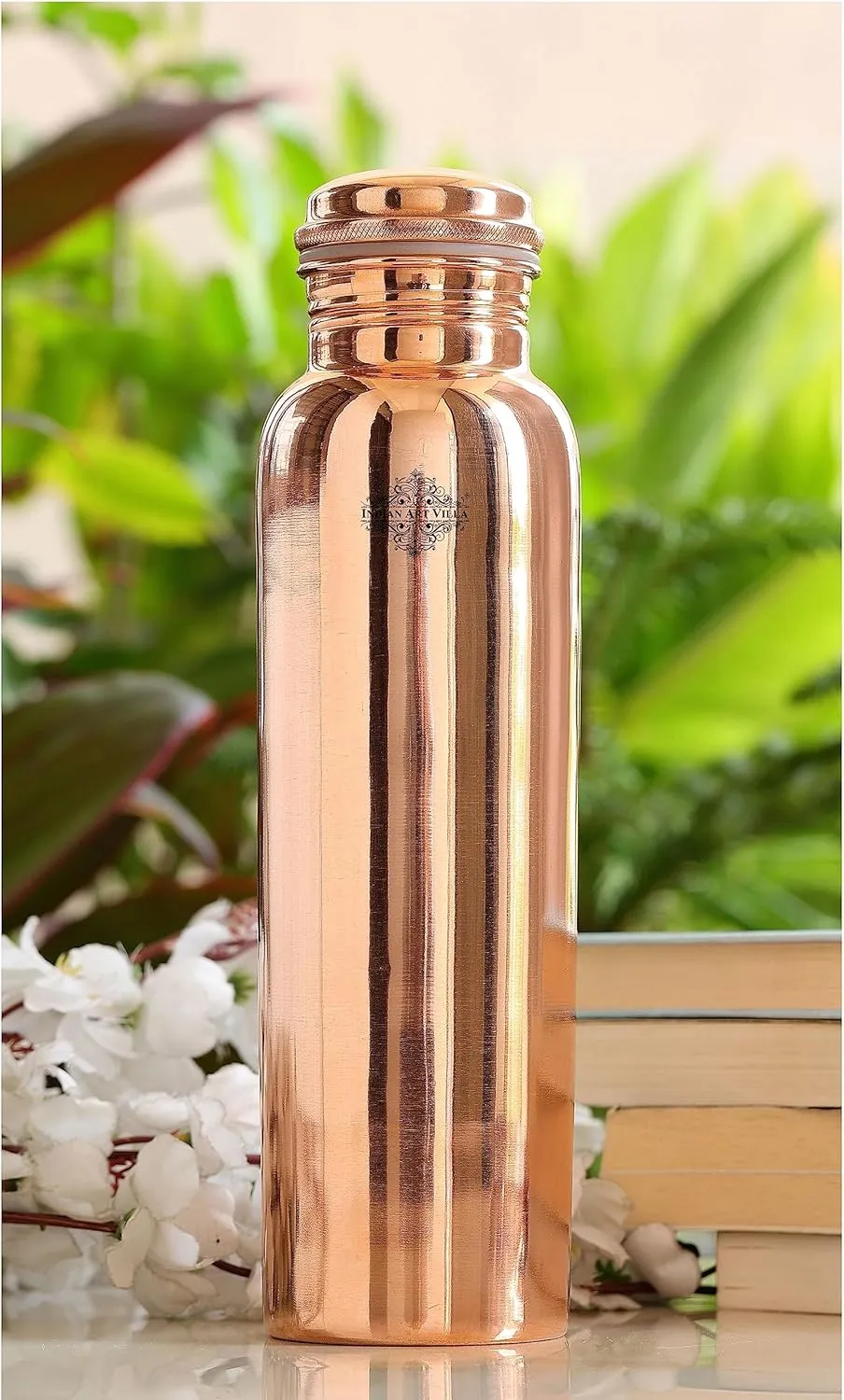 INDIAN ART VILLA Pure Copper Shine Finish Water Bottle, Water Storage & Drinkware, Volume-20 Oz