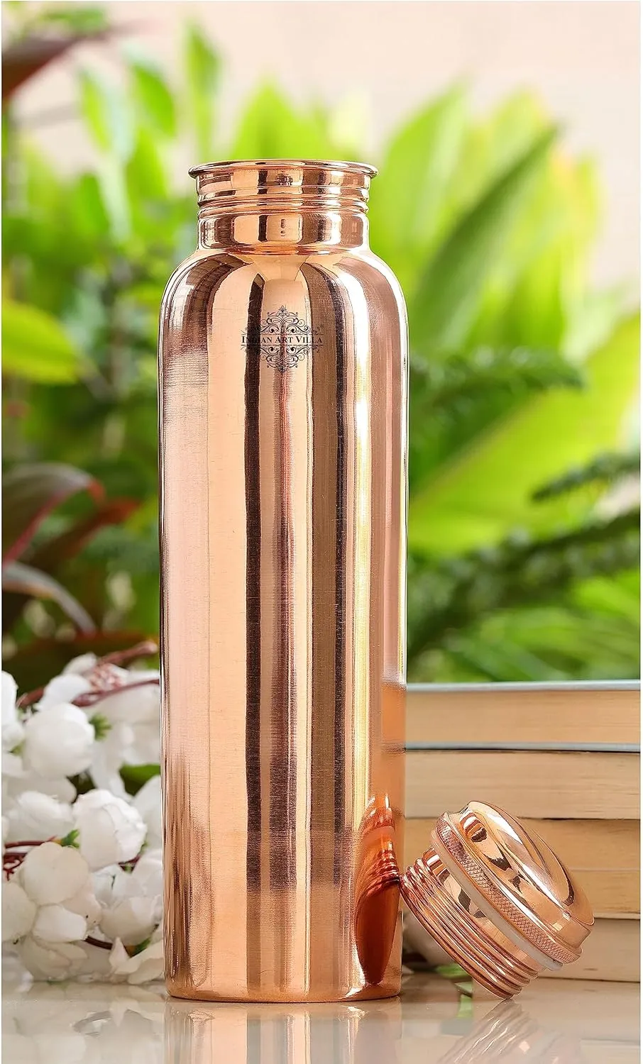 INDIAN ART VILLA Pure Copper Shine Finish Water Bottle, Water Storage & Drinkware, Volume-20 Oz