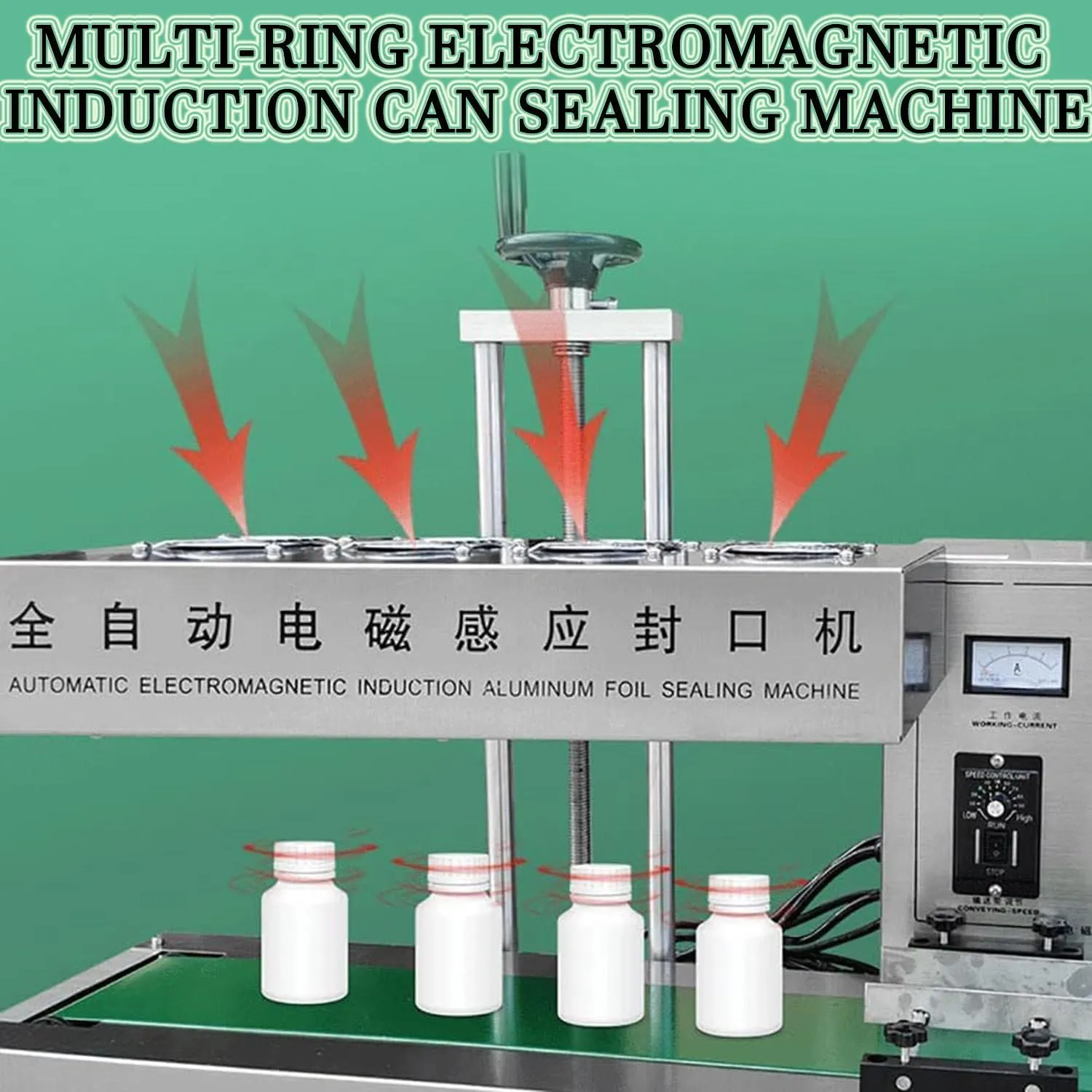 Induction Bottle Cap Sealer,Stainless Steel Automatic Sealing Machine,Continuous Band Sealer,Electromagnetic Induction Band Bag Sealer(60mm)