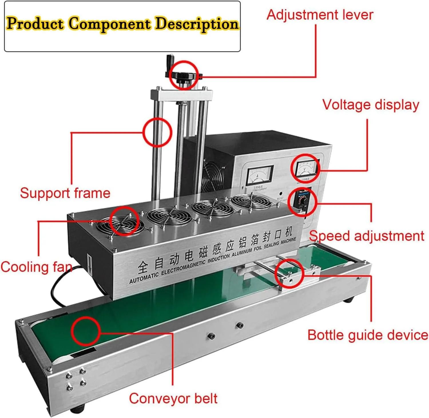 Induction Bottle Cap Sealer,Stainless Steel Automatic Sealing Machine,Continuous Band Sealer,Electromagnetic Induction Band Bag Sealer(60mm)
