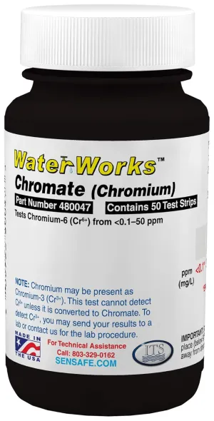 Industrial Test Systems WaterWorks 480047 Chromium (Chromate), 1 Minute and 17 Seconds Test Time, 0.1-50mg/L Range (Bottle of 50)