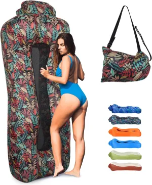 Inflatable Lounger, Ultralight Portable Ergonomic Beach Bed Air Sofa Couch Waterproof Anti-Air Leaking for Indoor Outdoor Hiking Camping Traveling, No Pump Required