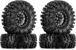 INJORA 1.3" Wheel Tires Set S5 Swamp Claw Mud Terrain Tires 70 * 27mm for 1/18 1/24 RC Crawler Car(Black)