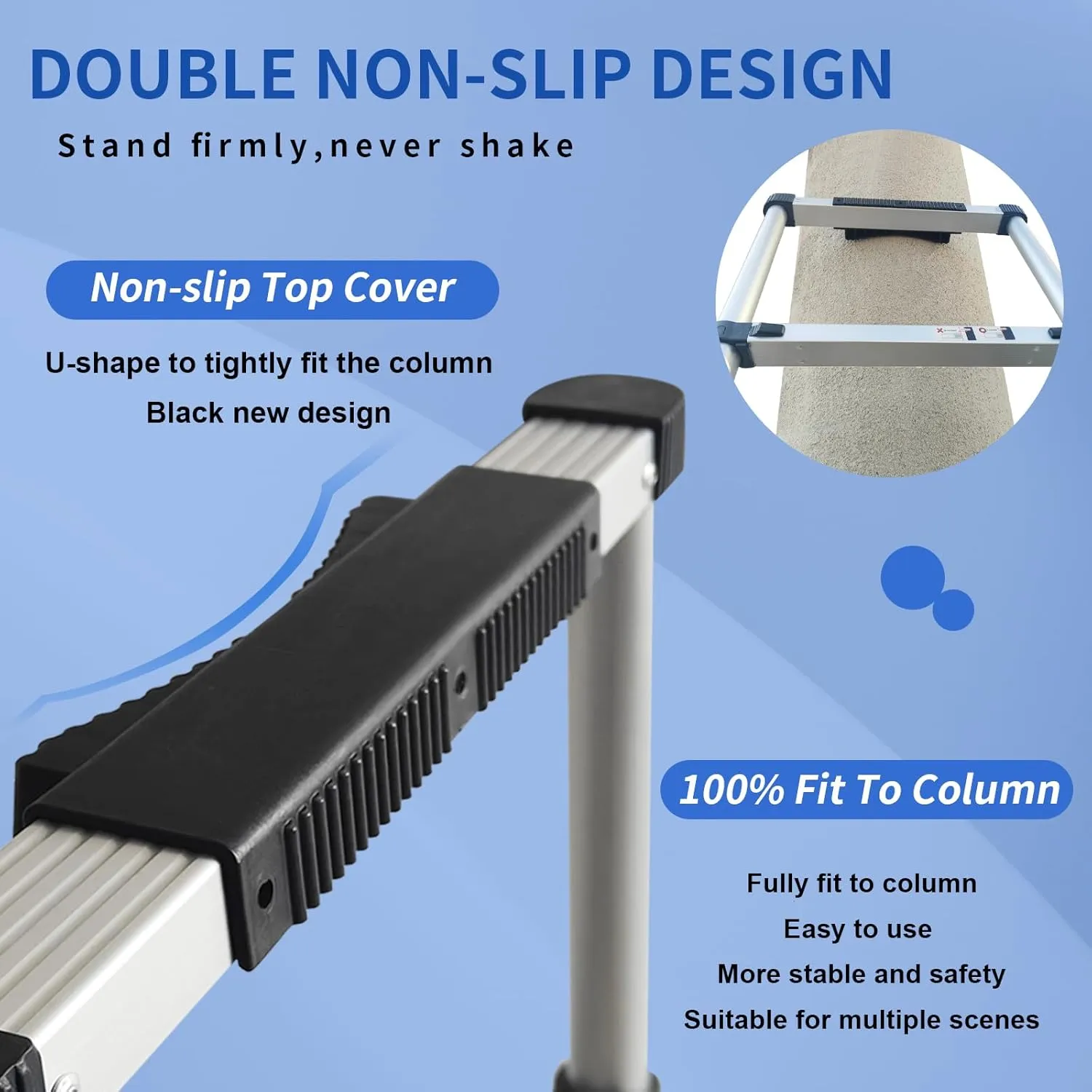 JADDUO 20.3 FT Telescopic Ladder, Aluminium Black Telescoping Ladder with Non-Slip Feet and Stable Hook, Portable Extension Ladder for Household and Outdoor Working, Heavy Duty 330 lbs Max Capacity