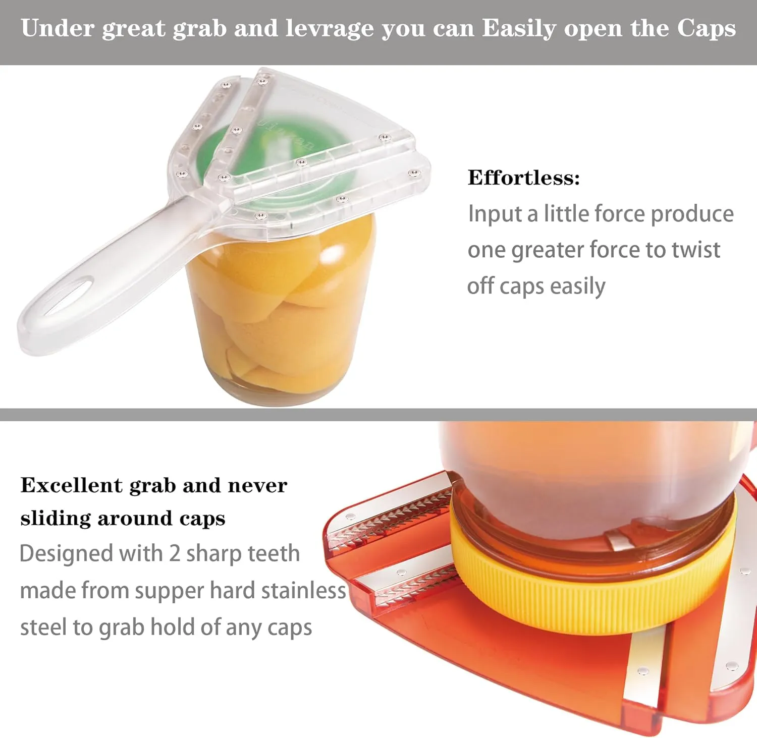 Jar Opener for Weak Hand & Seniors with Arthritis,Easy Twist Off Bottle Caps,Patent | Unique Kitchen Gadgets, Christmas Gifts for Elderly/Women/Men(Transparent)