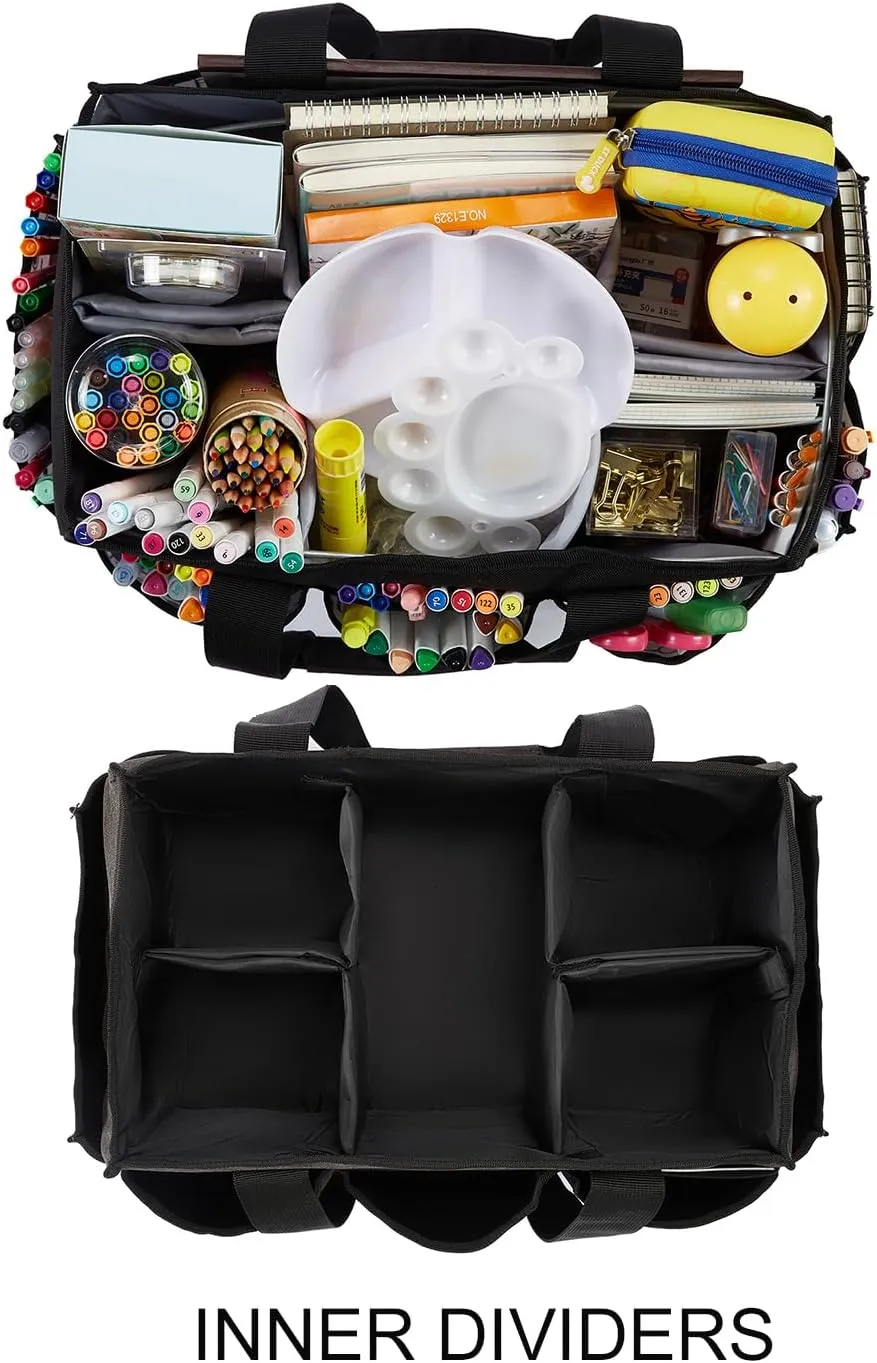 JOSIVIKY Craft Art Organizer Tote Bag, Cleaning Supply Caddy, Car Organizer for Tool Supplies, Carrying Bag with Handle for Multi-Purpose, Organizer Caddy for Pets (Green Floral)