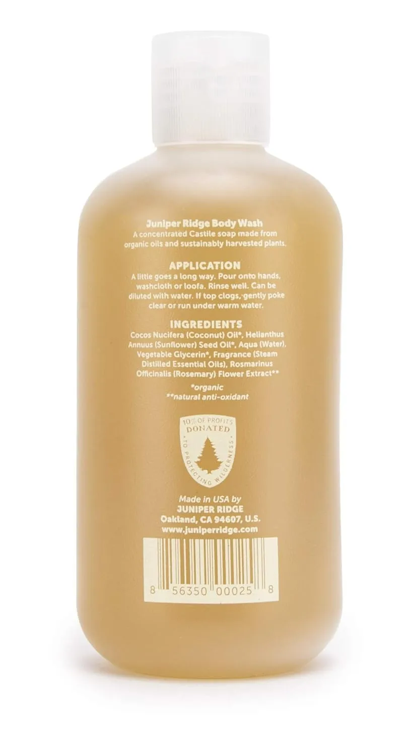 JUNIPER RIDGE Cascade Forest Body Wash - All-Purpose Liquid Castile Soap, Multi-Use Body Wash, Shampoo, Hand Wash, Face Wash, Clean, Vegan, Paraben Free, Preservative Free, 8 oz