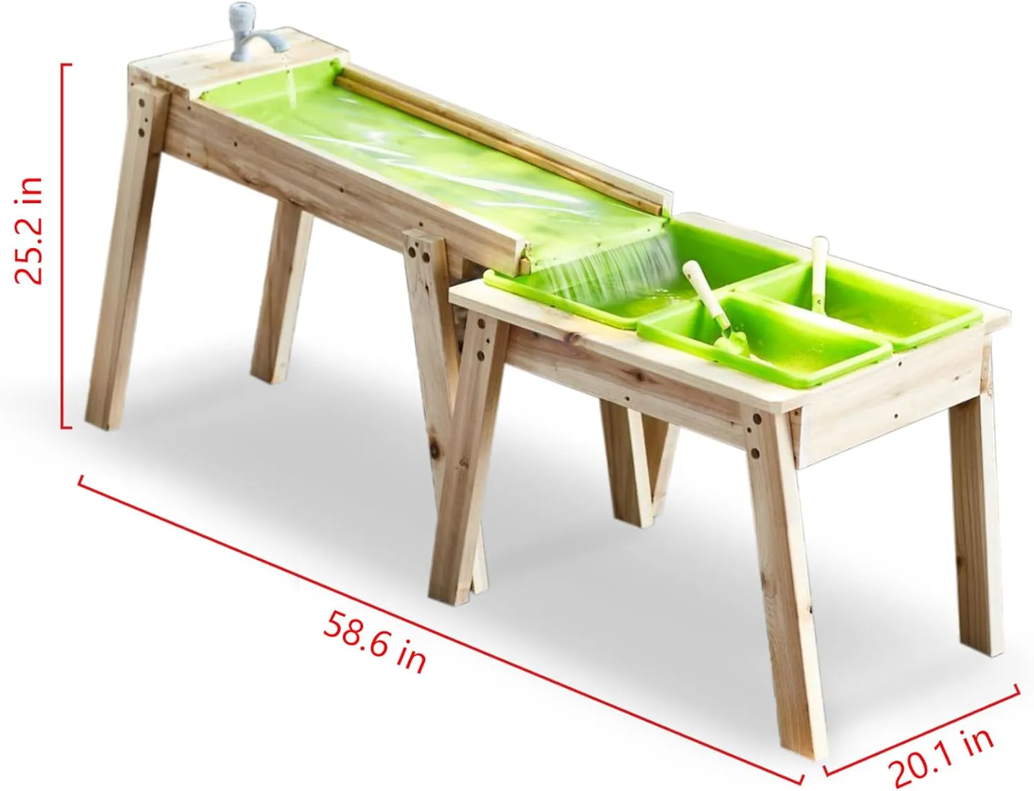 Kids 3 Sets Rushing River Falls Sensory Table, Wood Sand Table Playset for Kids, Outdoor Wooden Toy Play Water Table Set for Boys and Girls, Picnic Table for Outdoor Backyard Splash Table (Pink2)