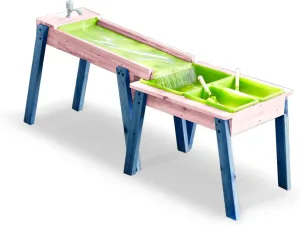 Kids 3 Sets Rushing River Falls Sensory Table, Wood Sand Table Playset for Kids, Outdoor Wooden Toy Play Water Table Set for Boys and Girls, Picnic Table for Outdoor Backyard Splash Table (Pink2)